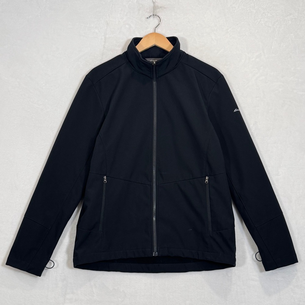Eddie Bauer Black Softshell Jacket Medium Full Zip Outdoors Mens